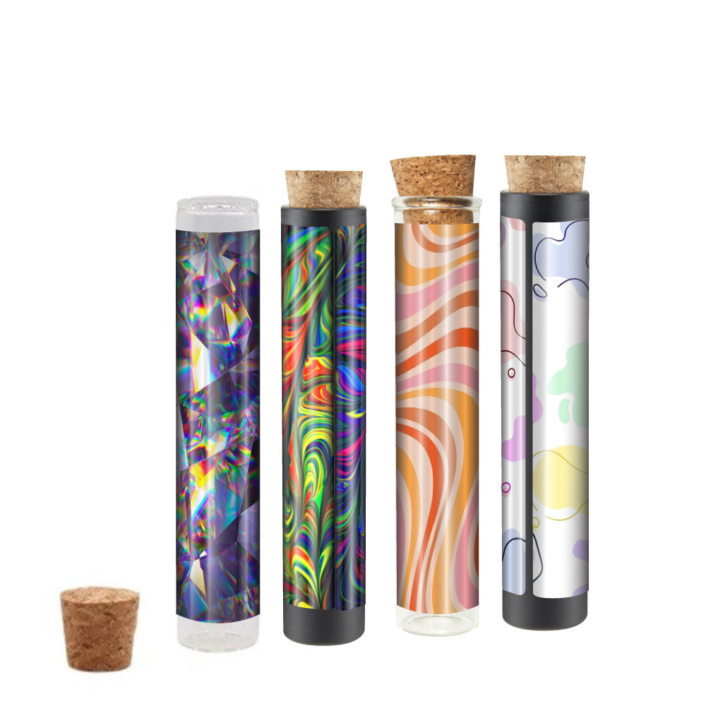 116mm Glass Tube w/ Cork , Printed Sticker, and Application of Sticker Clear or Matte Black-Custom Print Stickers