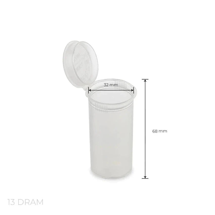 13 Dram Pop Top Vial - Clear - (315 Count Per Box)-Pop Top Vials