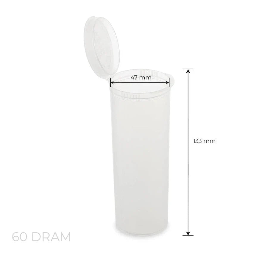 60 Dram Pop Top Vial - 1/2 Oz - Clear - (75 Count)-Pop Top Vials