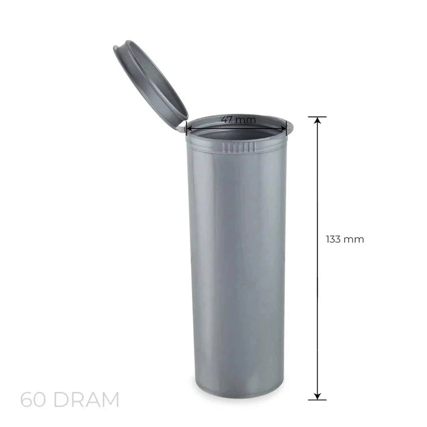 60 Dram Pop Top Vial - 1/2 Oz - Silver - (75 Count)-Pop Top Vials