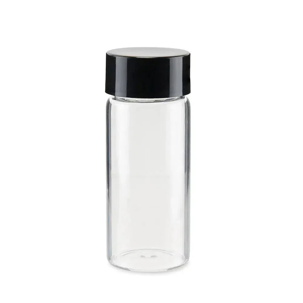 76mm Clear Glass Blunt Tube w/ Plastic Child Proof Black Or White Cap - (416 Count)-Joint Tubes & Blunt Tubes