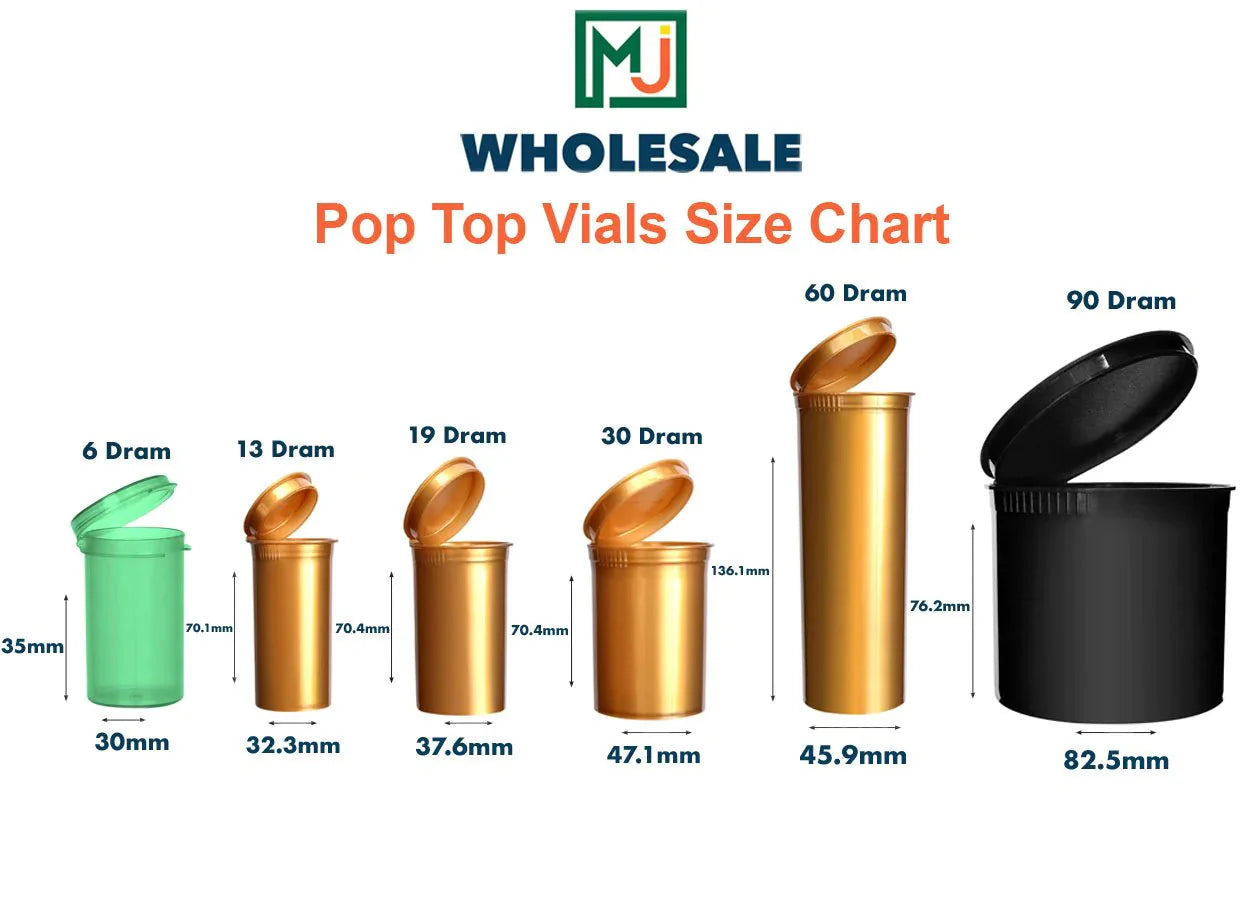 MJ Pop Top Lime Green Bundle (13 Dram, 19 Dram, 30 Dram, 60 Dram & 116mm Joint Tubes)-