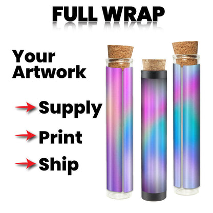 116mm Glass Tube w/ Cork , Printed Sticker, and Application of Sticker Clear or Matte Black-Custom Print Stickers