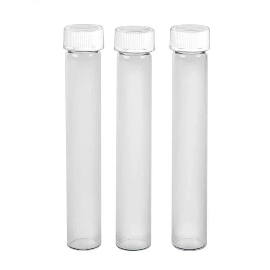 116mm Loud Lock Clear Glass Blunt Tube w/ Plastic White Cap ON TUBE - (250 Count)-Joint Tubes & Blunt Tubes