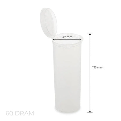 60 Dram Pop Top Vial - 1/2 Oz - Clear - (75 Count)-Pop Top Vials
