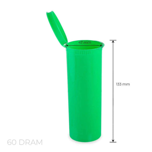 60 Dram Pop Top Vial - 1/2 Oz - Green - (75 Count)-Pop Top Vials
