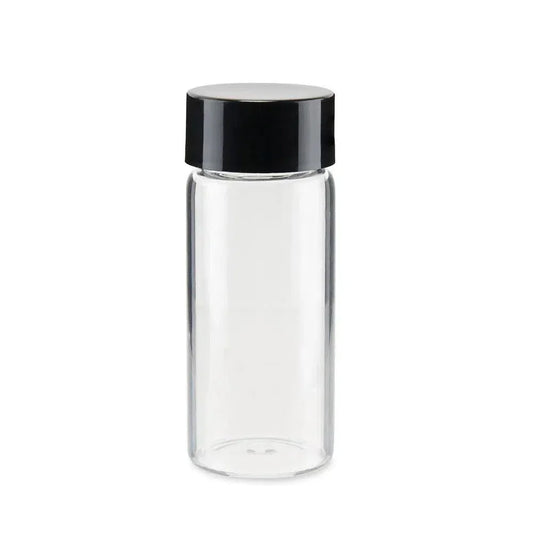 76mm Clear Glass Blunt Tube w/ Plastic Child Proof Black Or White Cap - (416 Count)-Joint Tubes & Blunt Tubes
