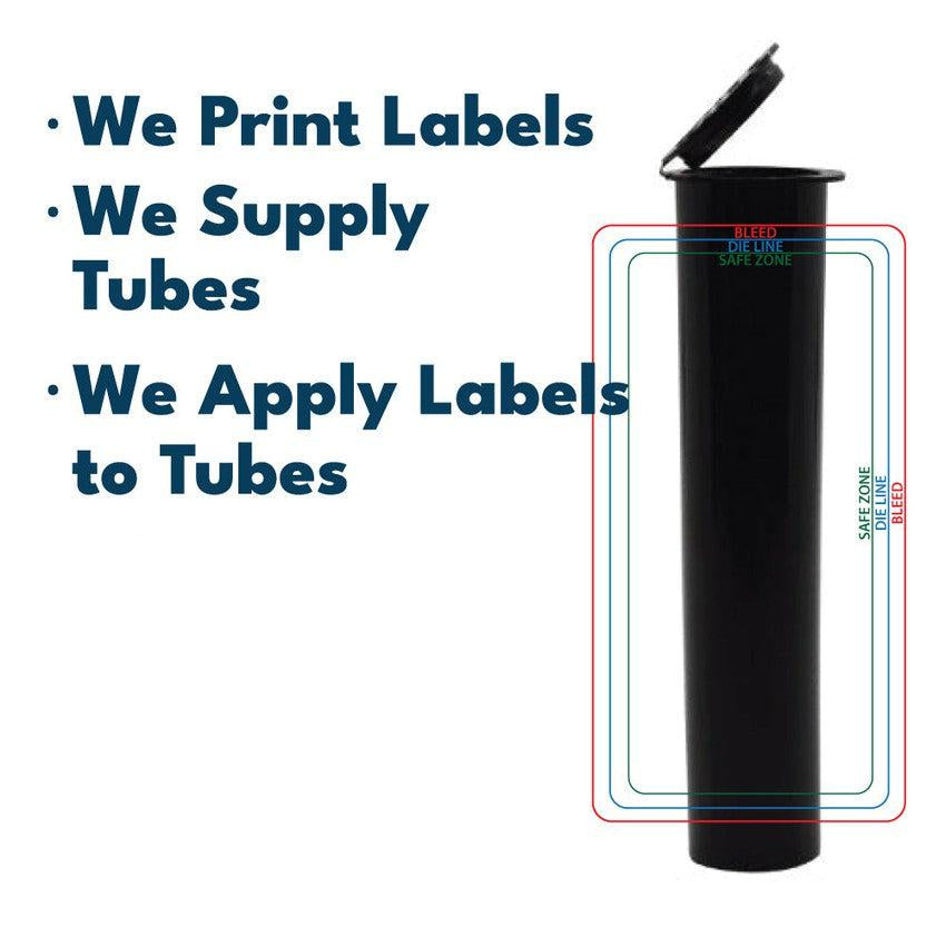 90mm or 116mm Joint Tubes with Label Application – Pre-Roll Packaging-Custom Print Stickers