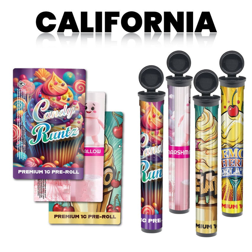California Pre-Designed 116mm Black Blunt Tube, with Sticker Applied!-Custom Print Stickers
