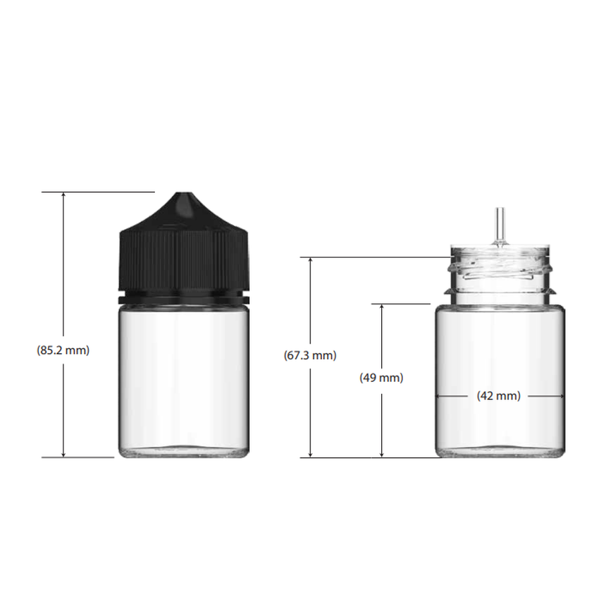 Chubby Gorilla 60ML Stubby Unicorn Plastic Squeeze Bottle PET CR With Labels & Application-Dropper Bottles