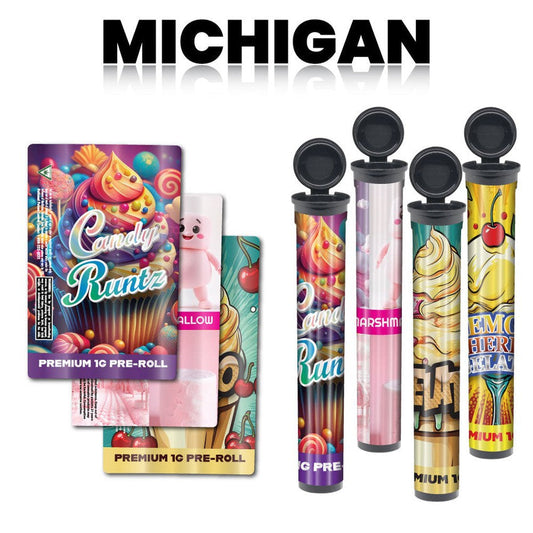 Michigan Pre-Designed 116mm Black Blunt Tube, with Sticker Applied!-Custom Print Stickers