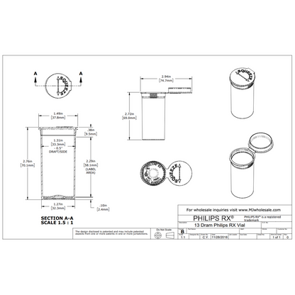 MJ 13 Dram Pop Top Vial - Child Resistant - Vials With Labels & Application-Pop Top Vials