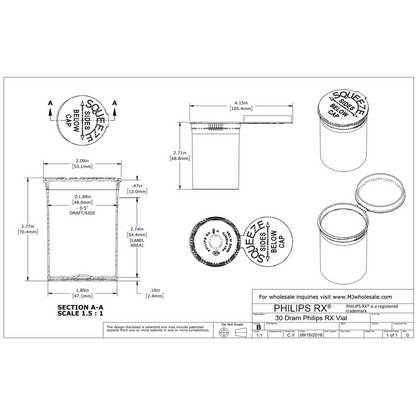 MJ 30 Dram Pop Top Vial - 1/4 Oz - Child Resistant - Black, White or Clear Vials With Labels & Application-Pop Top Vials