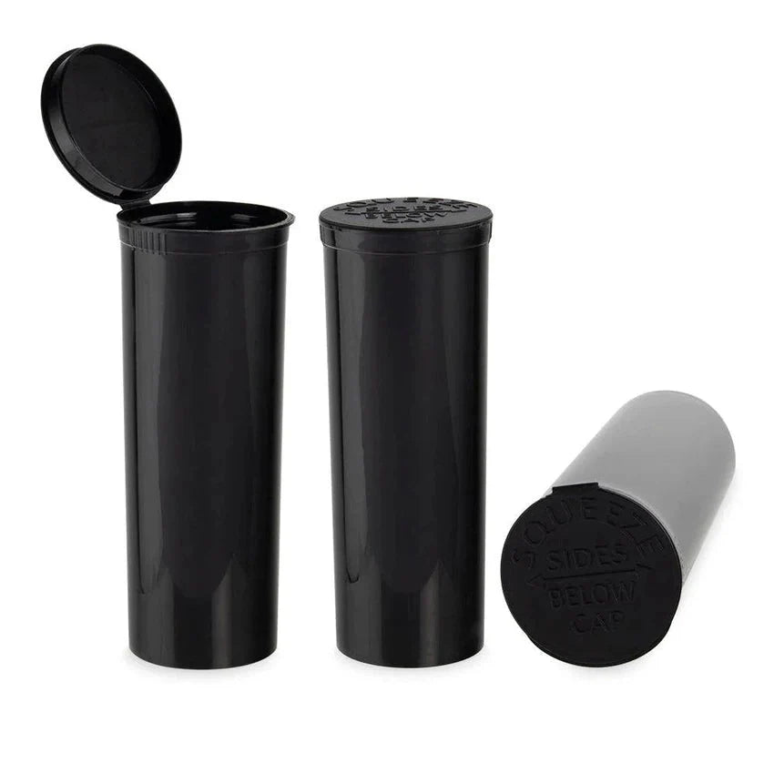 MJ 60 Dram Pop Top Vial - 1/2 Oz - Child Resistant - Vials With Labels & Application - (75 Count Per Box)-Pop Top Vials