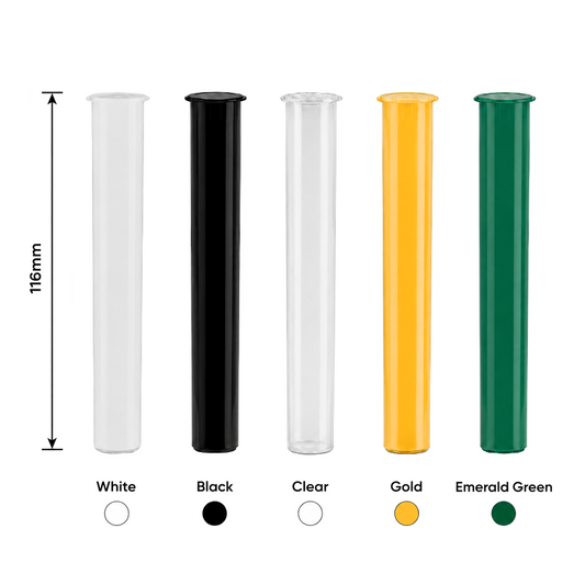 MJ Wholesale 116mm Blunt Tube CR - (1000 Count Box) (Black, White, Clear, Green & Gold)-Joint Tubes & Blunt Tubes