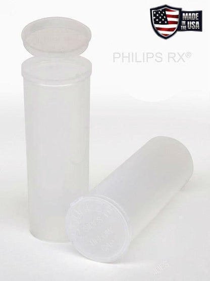 Philips RX 60 Dram Pop Top Vial - 1/2 Oz - Child Resistant -Translucent Clear - (75 Count)-Pop Top Vials