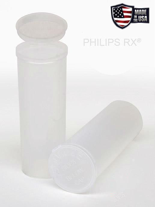 Philips RX 60 Dram Pop Top Vial - 1/2 Oz - Child Resistant -Translucent Clear - (75 Count)-Pop Top Vials