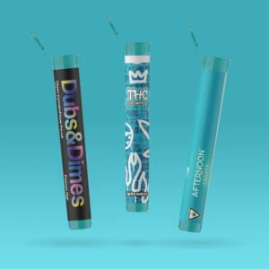 custom labeled teal pre roll poptops