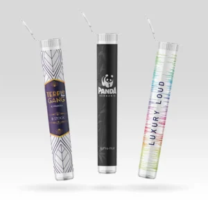 custom labeled clear pre roll poptops