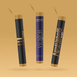 custom labeled gold pre roll poptops