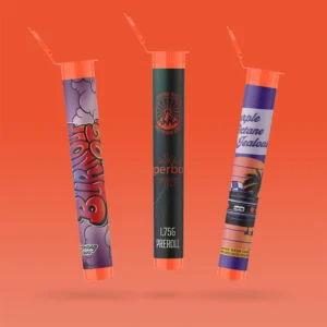 custom labeled orange pre roll poptops