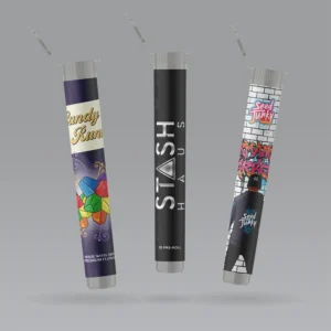 custom labeled silver pre roll poptops