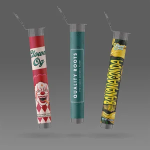 custom labeled gray pre roll poptops