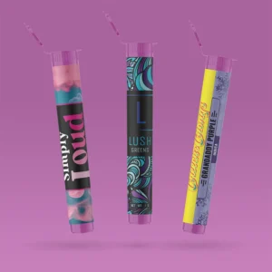 custom labeled purple pre roll poptops