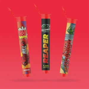 custom labeled red pre roll poptops